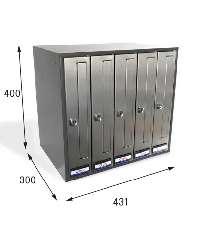 BUZON PRISMA FRONTAL G5 CUERPO ANTRACITA PUERTA INOXIDABLE SATINADO 500 x 660 x 400